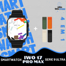 SmartWatch IWO 17 Pro MAX Series 9 ULTRA IP68 À Prova D' Água Lançamento + 4 Pulseiras em Nylon de Brinde