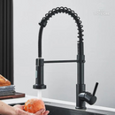 Torneira de cozinha Matte Black Pull Down, Bocal de múltiplos modos para água quente e fria