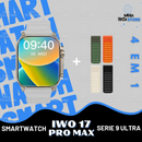 SmartWatch IWO 17 Pro MAX Series 9 ULTRA IP68 À Prova D' Água Lançamento + 4 Pulseiras em Nylon de Brinde
