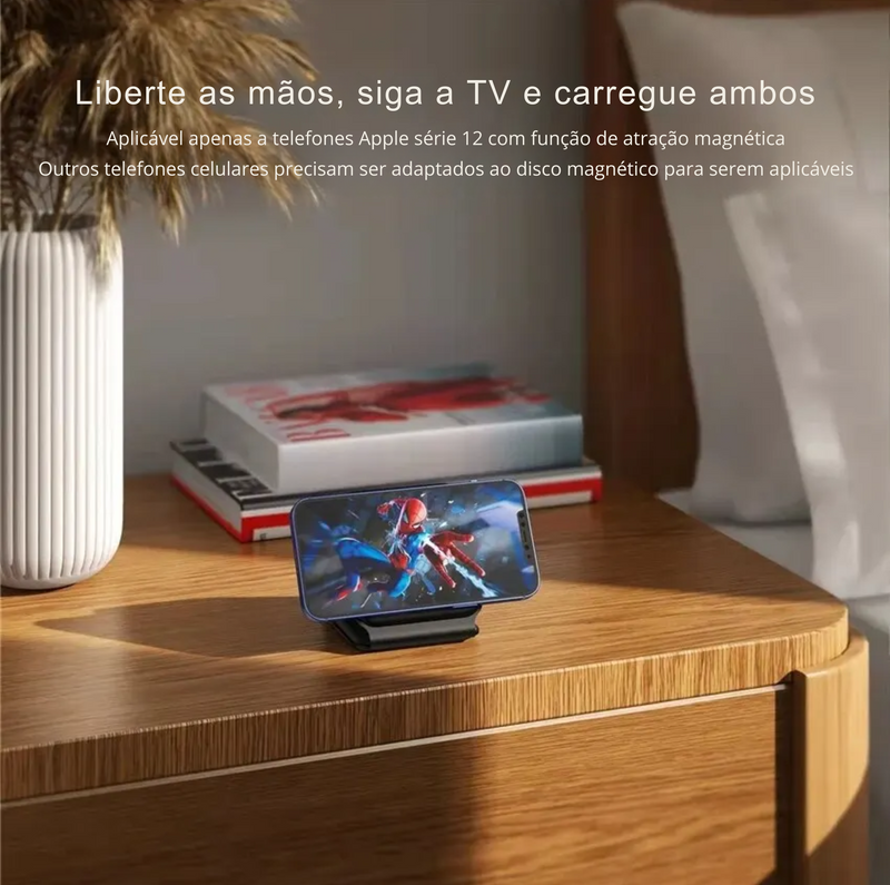 Carregador por indução Dobrável 3 em 1 para IPhone, Apple Watch e Airpods