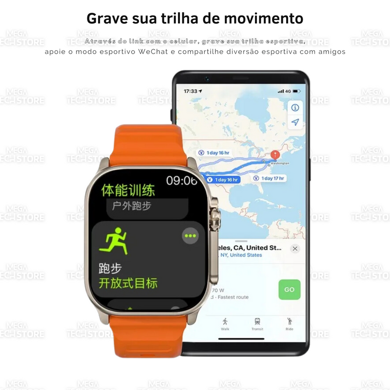 SmartWatch IWO 17 Pro MAX Series 9 ULTRA IP68 À Prova D' Água Lançamento + 4 Pulseiras em Nylon de Brinde