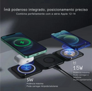 Carregador por indução Dobrável 3 em 1 para IPhone, Apple Watch e Airpods
