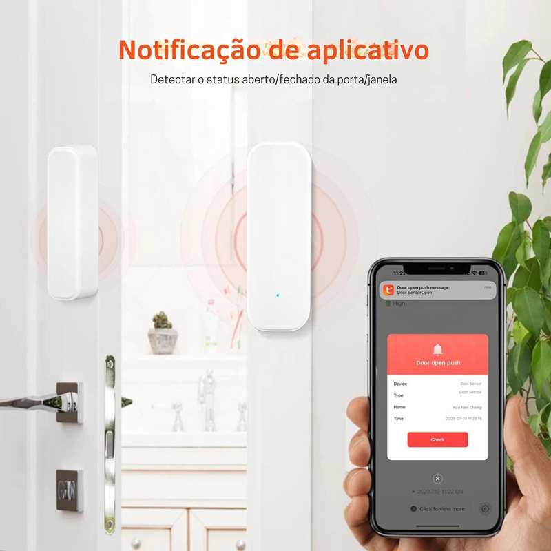Sensor Inteligente Tuya para portas e janelas magnético com WI-FI