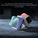 Carregador por indução Dobrável 3 em 1 para IPhone, Apple Watch e Airpods