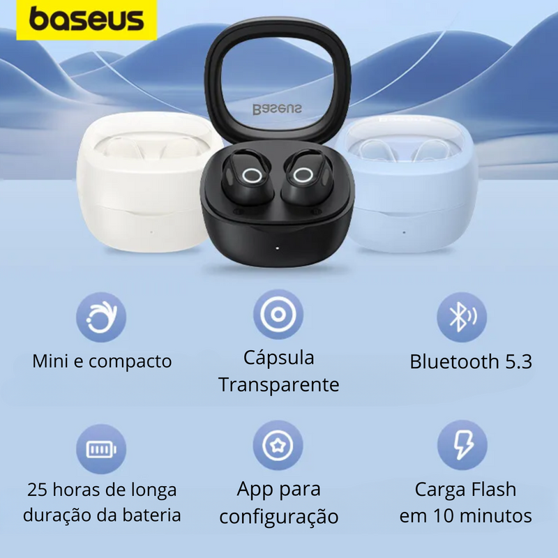 Fone de Ouvido Baseus WM02 Bluetooth 5.3 Bateria de Longa Duração
