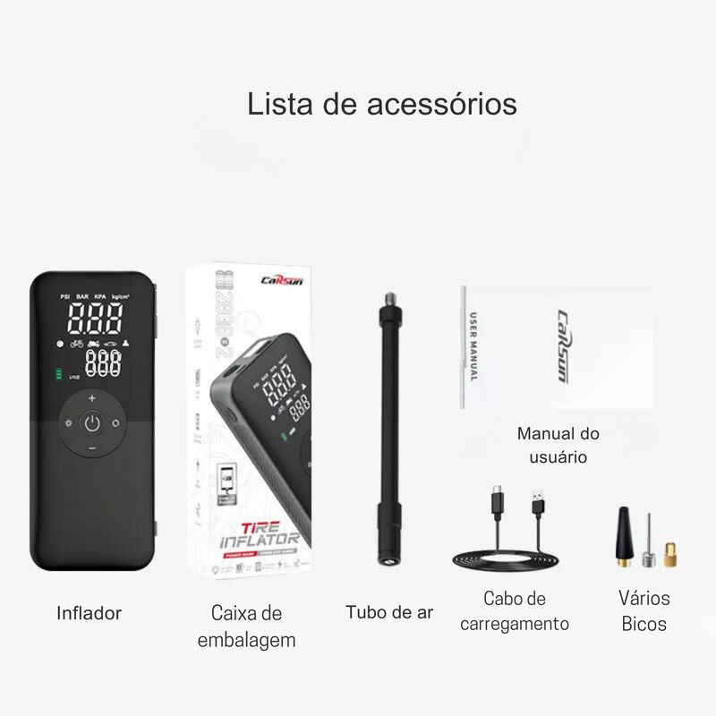 Mini Compressor de Ar recarregável