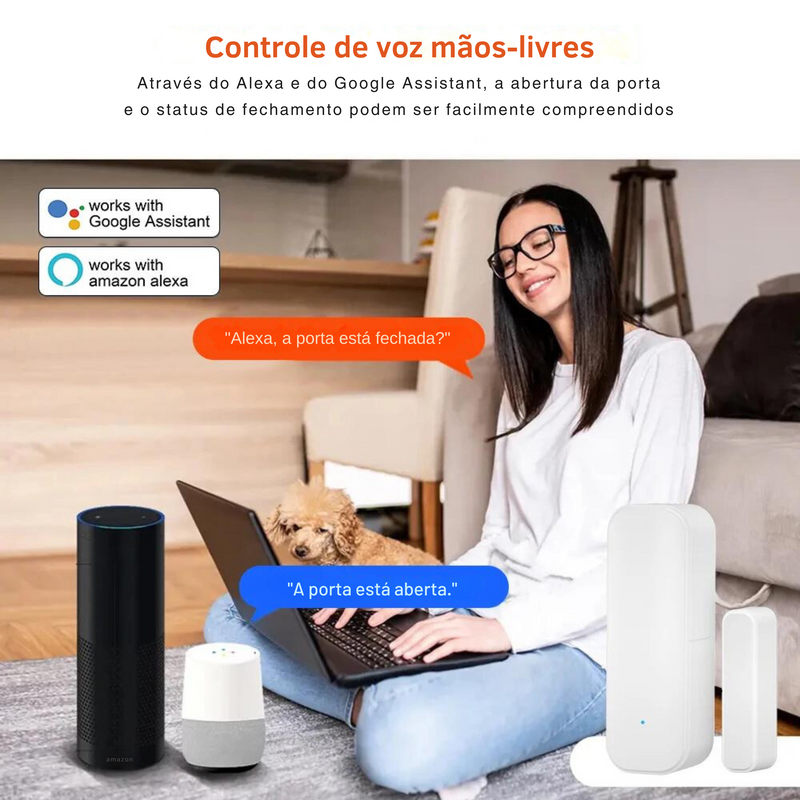 Sensor Inteligente Tuya para portas e janelas magnético com WI-FI