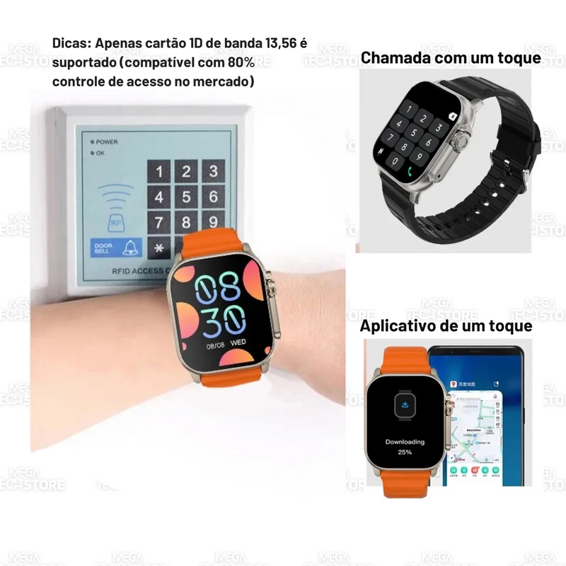 SmartWatch IWO 17 Pro MAX Series 9 ULTRA IP68 À Prova D' Água Lançamento + 4 Pulseiras em Nylon de Brinde