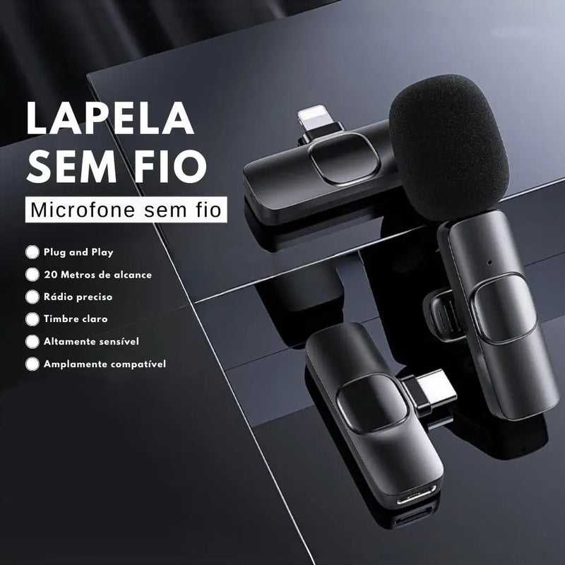 Microfone Lapela Sem Fio Bluetooth Para Celular Android e IPhone