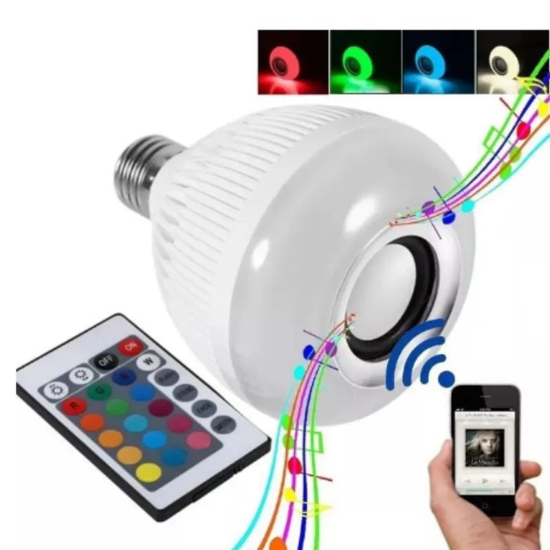 Lâmpada Bluetooth de LED com Caixa De Som e Controle RGB 12W