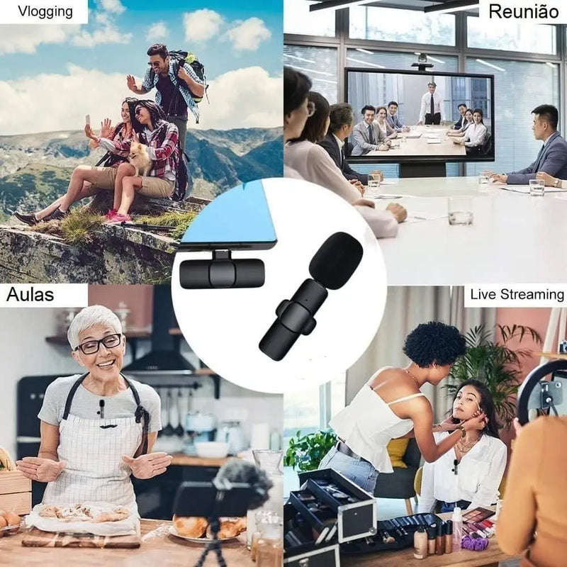 Microfone Lapela Sem Fio Bluetooth Para Celular Android e IPhone