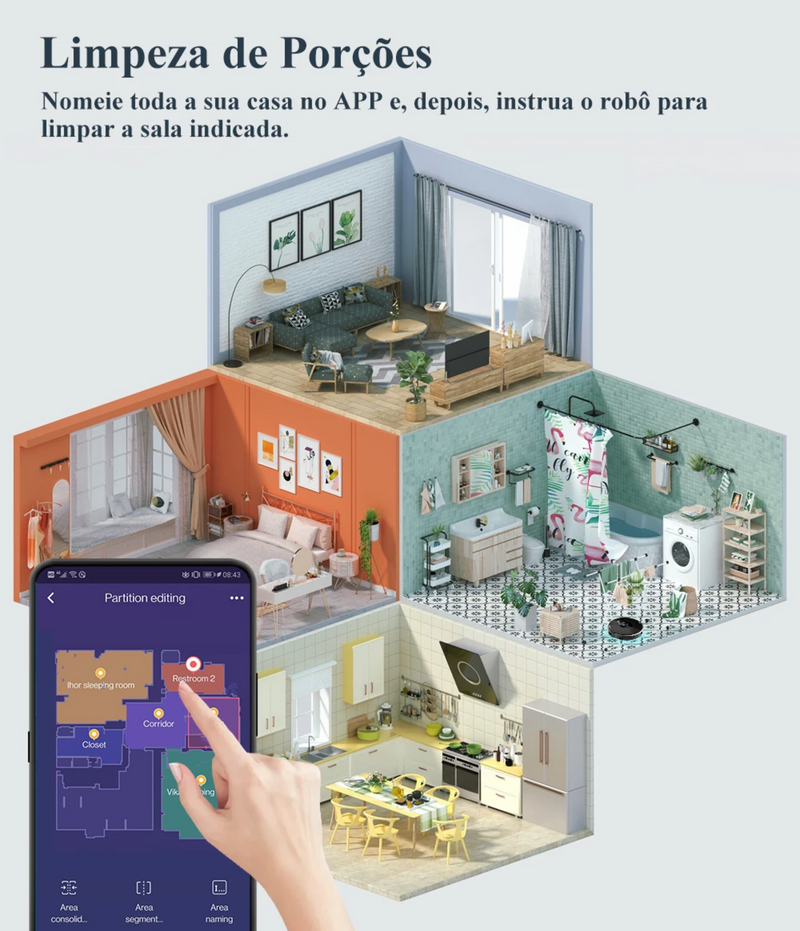 Robô aspirador de pó ABIR X8, navegação a laser com sucção, multi-assoalho mapa, Esterilização UV App personalizável