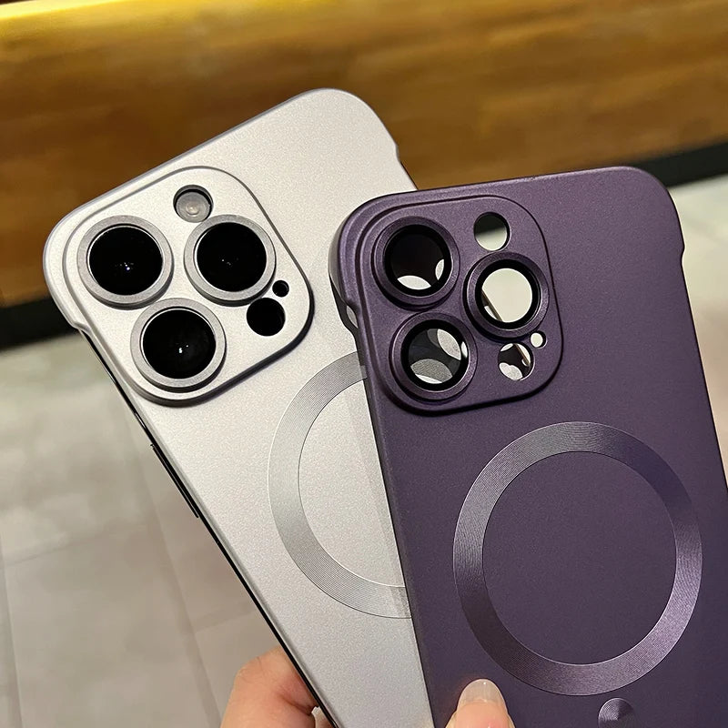 Case Magsafe para IPhone, proteção para lentes e carregamento por Indução