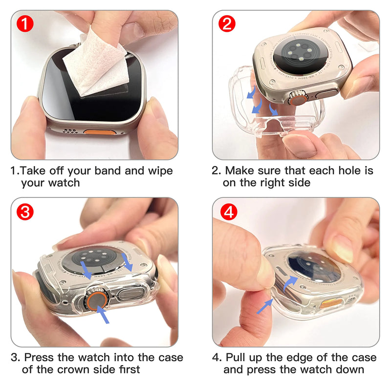 Capa Transparente Protetora de tela para SmartWatch e Apple Watch, Series Ultra
