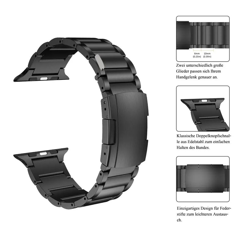 Pulseira de Titânio com Fecho de Metal para Apple Watch Ultra e SmartWatch