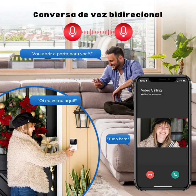 Campainha sem Fio com Câmera de vídeo HD