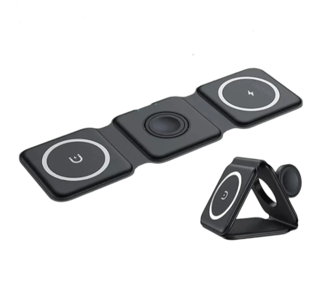 Carregador por indução Dobrável 3 em 1 para IPhone, Apple Watch e Airpods