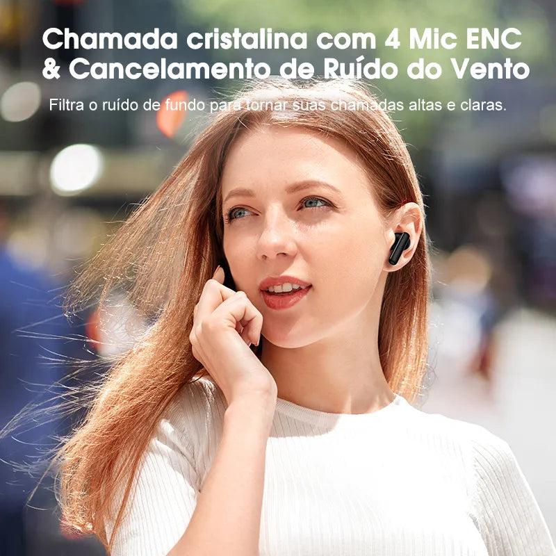 Fone de ouvido QCY T13 Bluetooth, Cancelamento De Ruído e 4 Microfones HD