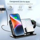 Base de carregamento 4 em 1 por indução, Despertador e Relogio Digital para, IPhone e Samsung